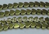 CHE1000 15.5 inches 6*6mm heart plated hematite beads wholesale