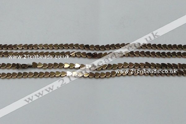 CHE1001 15.5 inches 6*6mm heart plated hematite beads wholesale