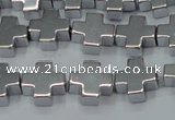 CHE1007 15.5 inches 10*10mm cross plated hematite beads wholesale