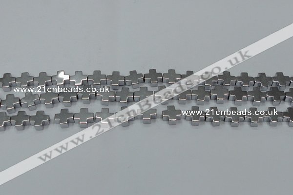 CHE1007 15.5 inches 10*10mm cross plated hematite beads wholesale