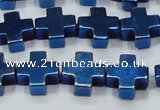 CHE1012 15.5 inches 10*10mm cross plated hematite beads wholesale