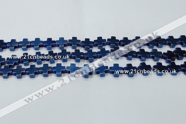 CHE1012 15.5 inches 10*10mm cross plated hematite beads wholesale