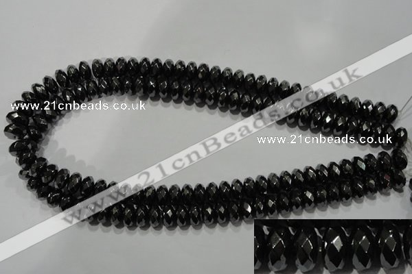 CHE105 15.5 inches 6*10mm faceted rondelle hematite beads wholesale