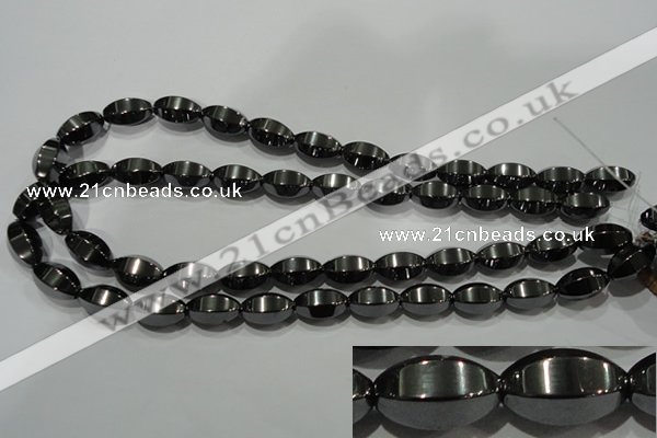 CHE142 15.5 inches 10*16mm faceted rice hematite beads wholesale