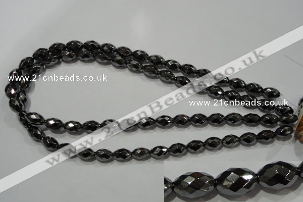 CHE145 15.5 inches 8*12mm faceted rice hematite beads wholesale