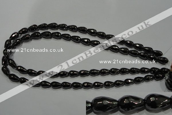 CHE155 15.5 inches 8*12mm faceted teardrop hematite beads