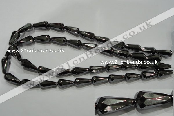 CHE156 15.5 inches 10*20mm faceted teardrop hematite beads