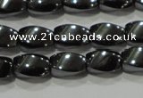 CHE160 15.5 inches 5*8mm twisted rice hematite beads