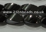 CHE161 15.5 inches 6*12mm twisted rice hematite beads