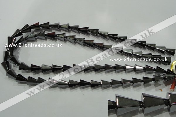 CHE175 15.5 inches 10*12mm faceted cone hematite beads wholesale