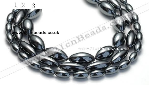 CHE20 16 inches 6*12mm & 8*20mm & 10*20mm rice hematite beads