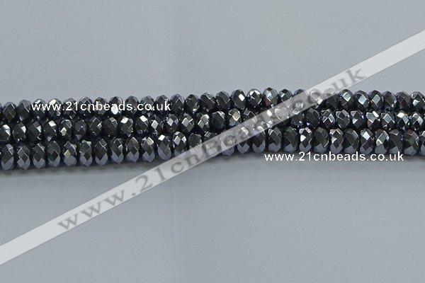 CHE2002 15.5 inches 5*8mm faceted rondelle hematite beads