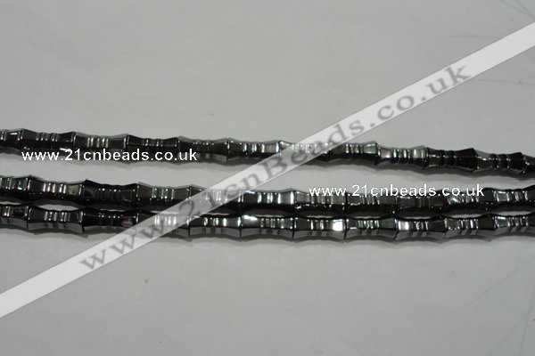 CHE208 15.5 inches 6*12mm bamboo hematite beads wholesale