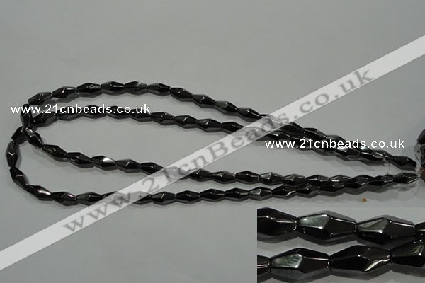 CHE220 15.5 inches 6*12mm faceted rice hematite beads wholesale