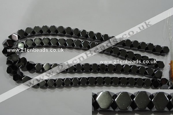 CHE224 15.5 inches 10*10mm faceted cube hematite beads wholesale