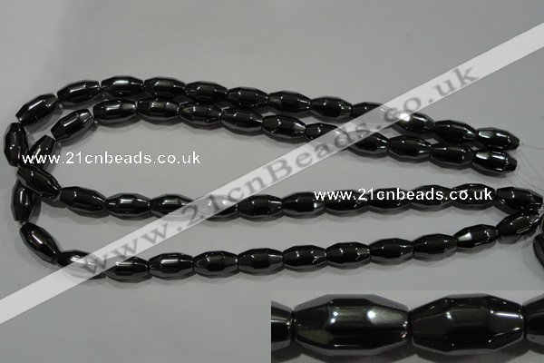 CHE227 15.5 inches 8*16mm faceted rice hematite beads wholesale