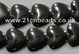 CHE260 15.5 inches 16*16mm heart hematite beads wholesale