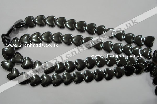 CHE260 15.5 inches 16*16mm heart hematite beads wholesale