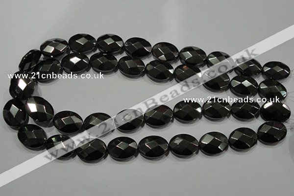 CHE284 15.5 inches 13*18mm faceted oval hematite beads wholesale