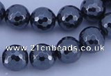 CHE36 16 inches 12mm faceted round hematite beads Wholesale