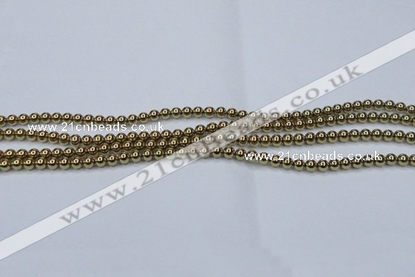 CHE432 15.5 inches 4mm round plated hematite beads wholesale