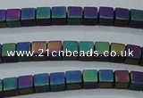 CHE445 15.5 inches 3*3mm cube matte plated hematite beads wholesale