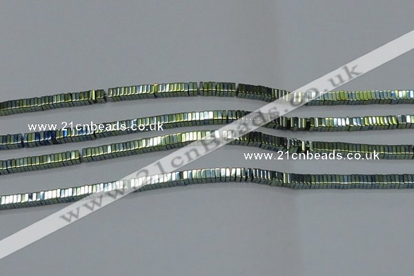 CHE572 15.5 inches 1*3*3mm square plated hematite beads wholesale