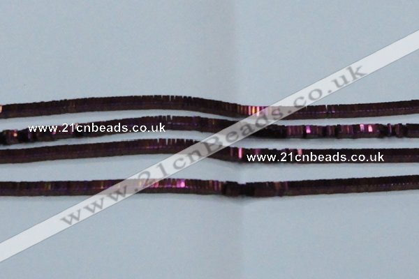 CHE583 15.5 inches 1*4*4mm square plated hematite beads wholesale