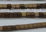 CHE609 15.5 inches 2*2mm cube matte plated hematite beads wholesale
