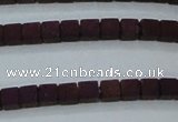 CHE610 15.5 inches 2*2mm cube matte plated hematite beads wholesale