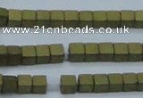 CHE611 15.5 inches 2*2mm cube matte plated hematite beads wholesale