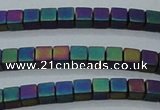 CHE613 15.5 inches 2*2mm cube matte plated hematite beads wholesale