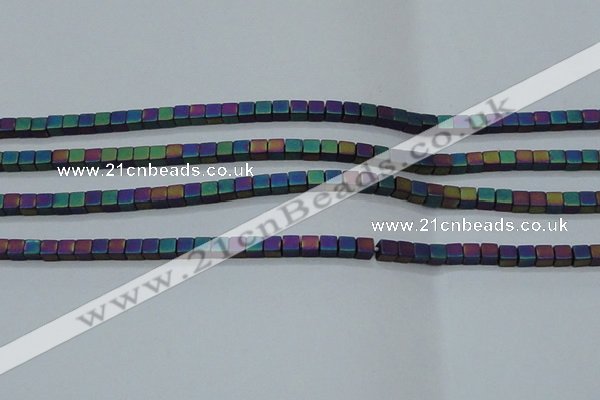 CHE613 15.5 inches 2*2mm cube matte plated hematite beads wholesale