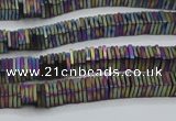 CHE623 15.5 inches 1*2*2mm square matte plated hematite beads