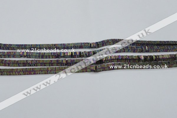 CHE637 15.5 inches 1*4*4mm square matte plated hematite beads