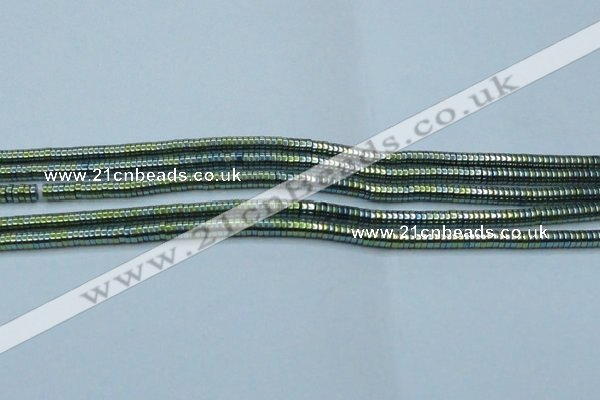 CHE655 15.5 inches 1*3mm tyre plated hematite beads wholesale