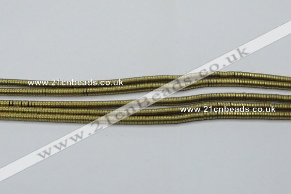 CHE671 15.5 inches 1*2mm tyre matte plated hematite beads