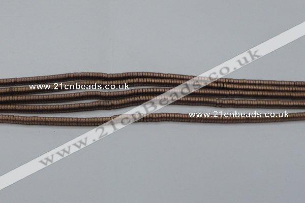 CHE672 15.5 inches 1*2mm tyre matte plated hematite beads