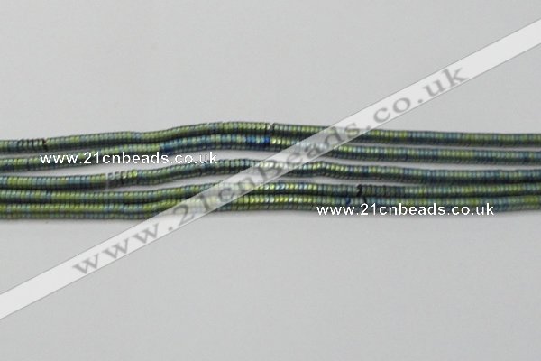 CHE678 15.5 inches 1*3mm tyre matte plated hematite beads