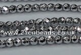 CHE690 15.5 inches 2mm faceted round plated hematite beads