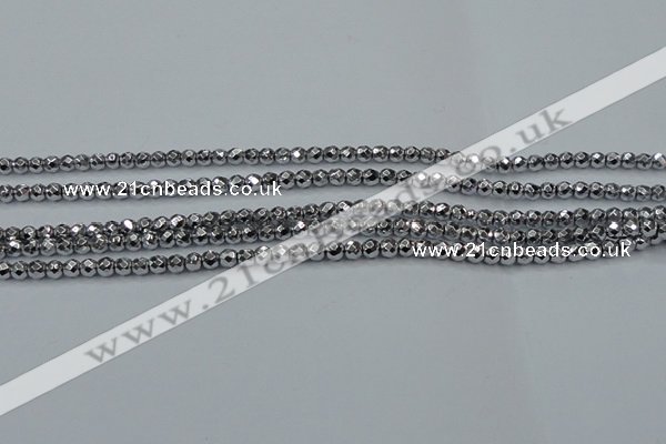 CHE690 15.5 inches 2mm faceted round plated hematite beads