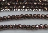 CHE691 15.5 inches 2mm faceted round plated hematite beads