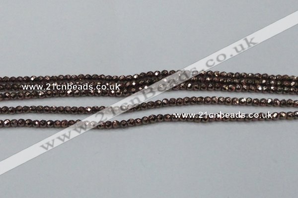 CHE691 15.5 inches 2mm faceted round plated hematite beads