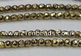 CHE692 15.5 inches 2mm faceted round plated hematite beads