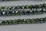 CHE693 15.5 inches 2mm faceted round plated hematite beads