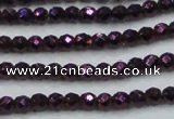 CHE694 15.5 inches 2mm faceted round plated hematite beads