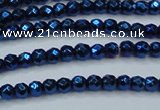 CHE695 15.5 inches 2mm faceted round plated hematite beads