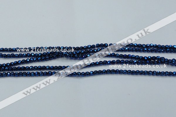 CHE695 15.5 inches 2mm faceted round plated hematite beads