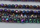 CHE696 15.5 inches 2mm faceted round plated hematite beads