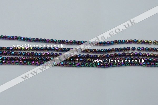 CHE696 15.5 inches 2mm faceted round plated hematite beads